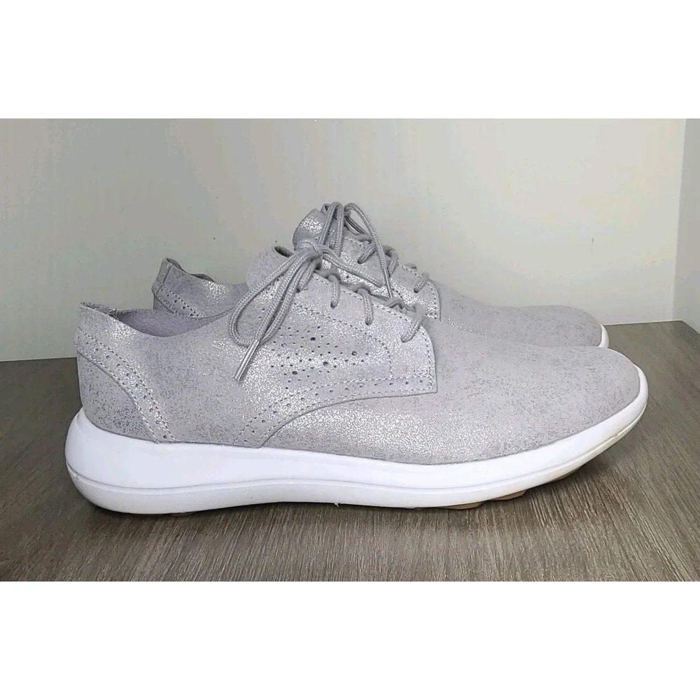 FootJoy Flex LX Golf Shoes Womens 9M Silver Metallic Spikeless FJ Leather Foam
